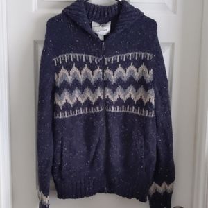 Roots Canada alpaca wool navy blue zip up sweater